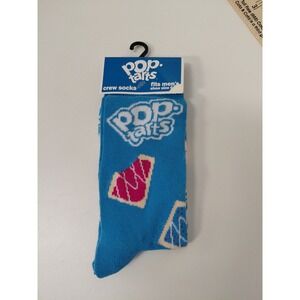 Pop Tarts Mens Crew Socks Blue Frosted Strawberry Pastry Food Novelty NWT 6-12‎